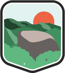 An illustrated badge for the North Carolina community depicting an ancient, forested mountain range with the sun setting in the background.